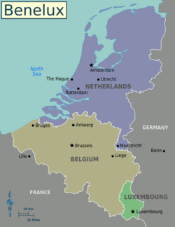 map-benelux-countries Map of Benelux Countries